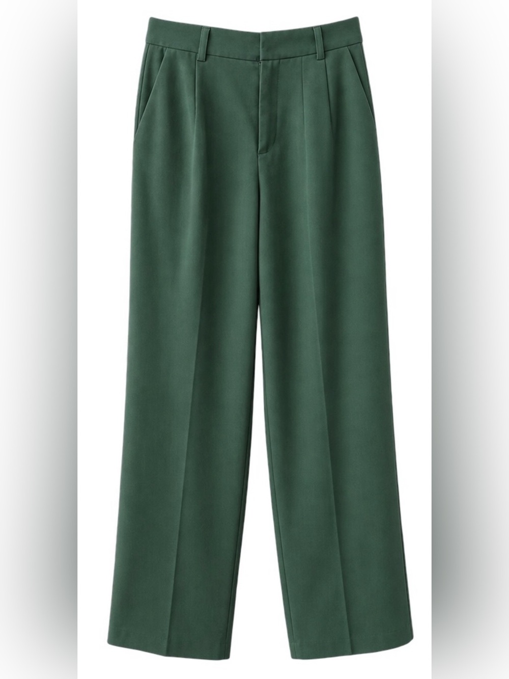 Wide-Leg Tailored Pants in Forest Green